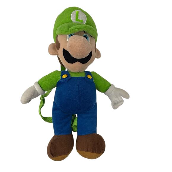 Nintendo Luigi Plush Backpack Super Mario Bros Green Character Bag 16" - Picture 3 of 14